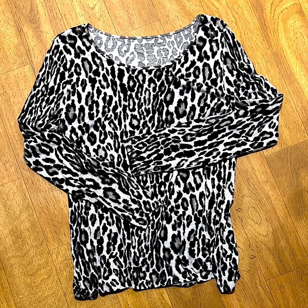 Essentials Black and White Leopard Print Blouse